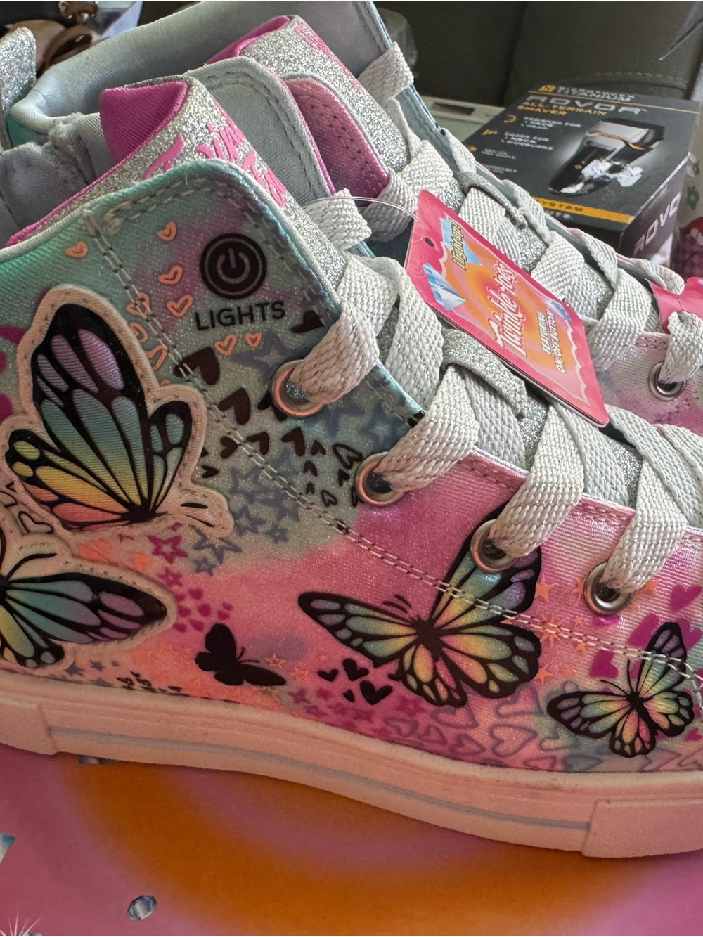 Kids Light-Up Butterfly High-Top Sneakers - Pink Multi